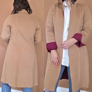 Vintage Wool Western Style Long Duster by Harve Benard / 1990s Y2K Camel Coat